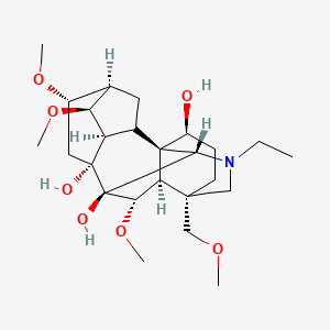 molecular formula C25H41NO7 B10775082 (1S,3R,4S,5R,6S,8R,9S,10S,13S,16S,17R,18S)-11-ethyl-4,6,18-trimethoxy-13-(methoxymethyl)-11-azahexacyclo[7.7.2.12,5.01,10.03,8.013,17]nonadecane-8,9,16-triol 