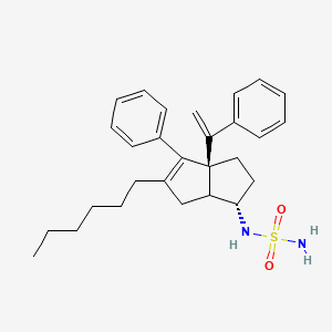 molecular formula C28H36N2O2S B10775292 (3S,6aR)-5-hexyl-6-phenyl-6a-(1-phenylethenyl)-3-(sulfamoylamino)-2,3,3a,4-tetrahydro-1H-pentalene 