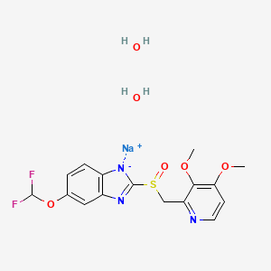 molecular formula C16H18F2N3NaO6S B10775480 sodium;5-(difluoromethoxy)-2-[(3,4-dimethoxypyridin-2-yl)methylsulfinyl]benzimidazol-1-ide;dihydrate 