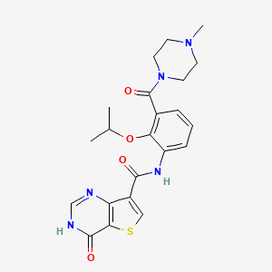 molecular formula C22H25N5O4S B10775639 N-(2-Isopropoxy-3-(4-Methylpiperazine-1-Carbonyl)phenyl)-4-Oxo-3,4-Dihydrothieno[3,2-D]pyrimidine-7-Carboxamide 