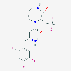 molecular formula C17H19F6N3O2 B10776333 4-[(3R)-3-amino-4-(2,4,5-trifluorophenyl)butanoyl]-3-(2,2,2-trifluoroethyl)-1,4-diazepan-2-one 