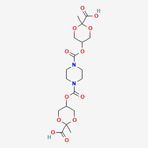 molecular formula C18H26N2O12 B10776346 Bis-1,2-{[(Z)-2carboxy-2-methyl-1,3-dioxane]-5-yloxycarbonyl}-piperazine 