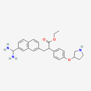 molecular formula C26H31N3O3 B10776414 Ethyl 3-[7-(diaminomethyl)naphthalen-2-yl]-2-(4-pyrrolidin-3-yloxyphenyl)propanoate 