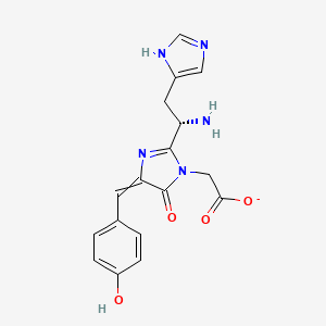 molecular formula C17H16N5O4- B10776424 2-[2-[(1S)-1-amino-2-(1H-imidazol-5-yl)ethyl]-4-[(4-hydroxyphenyl)methylidene]-5-oxoimidazol-1-yl]acetate 