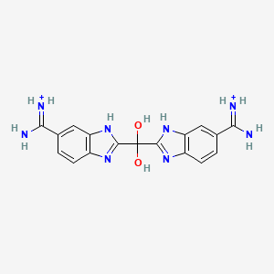molecular formula C17H18N8O2+2 B10776610 Bis(5-amidino-2-benzimidazolyl)methane ketone hydrate 