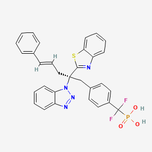 molecular formula C31H25F2N4O3PS B10776622 {4-[(2S,4E)-2-(1,3-Benzothiazol-2-YL)-2-(1H-1,2,3-benzotriazol-1-YL)-5-phenylpent-4-enyl]phenyl}(difluoro)methylphosphonic acid 