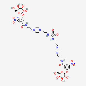 molecular formula C50H72N10O20 B10776627 [3-(4-{3-[3-Nitro-5-(galactopyranosyloxy)-benzoylamino]-propyl}-piperazin-1-YL)-propylamino]-2-(3-{4-[3-(3-nitro-5-[galactopyranosyloxy]-benzoylamino)-propyl]-piperazin-1-YL}-propyl-amino)-3,4-dioxo-cyclobutene 