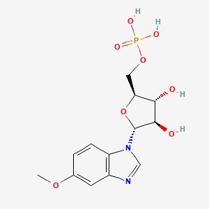 molecular formula C13H17N2O8P B10776759 Phosporic acid mono-[3,4-dihydroxy-5-(5-methoxy-benzoimidazol-1-YL)-tetrahydro-furan-2-ylmethyl] ester 