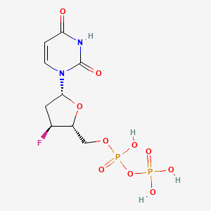 molecular formula C9H13FN2O10P2 B10776794 2',3'-Dideoxy-3'-fluoro-urididine-5'-diphosphate 