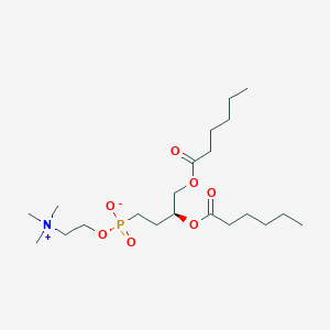 molecular formula C21H42NO7P B10776940 [(3S)-3,4-di(hexanoyloxy)butyl]-[2-(trimethylazaniumyl)ethoxy]phosphinate 