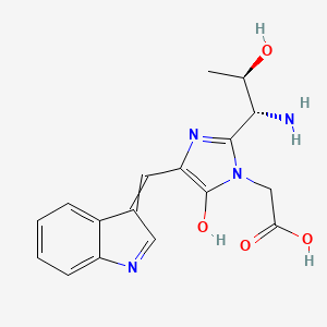 molecular formula C17H18N4O4 B10776953 [2-(1-Amino-2-Hydroxy-Propyl)-4-(1h-Indol-3-Ylmethylene)-5-Oxo-4,5-Dihydro-Imidazol-1-Yl]-Acetaldehyde 