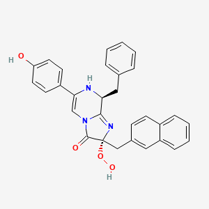 molecular formula C30H25N3O4 B10776979 (2R,8S)-8-benzyl-2-hydroperoxy-6-(4-hydroxyphenyl)-2-(naphthalen-2-ylmethyl)-7,8-dihydroimidazo[1,2-a]pyrazin-3-one 