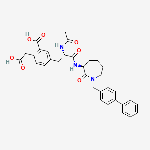molecular formula C33H35N3O7 B10776986 5-[2-Acetylamino-2-(1-biphenyl-4-ylmethyl-2-oxo-azepan-3-ylcarbamoyl)-ethyl]-2-carboxymethyl-benzoic acid 