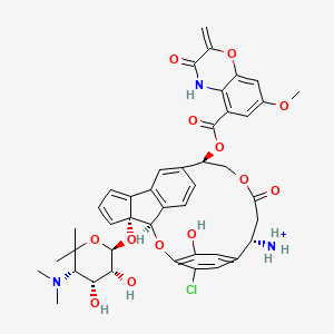 molecular formula C43H45ClN3O13+ B10777086 [(3R,4R,14R,19S)-22-chloro-4-[(2S,3R,4R,5S)-5-(dimethylamino)-3,4-dihydroxy-6,6-dimethyloxan-2-yl]oxy-23-hydroxy-14-(7-methoxy-2-methylidene-3-oxo-4H-1,4-benzoxazine-5-carbonyl)oxy-17-oxo-2,16-dioxapentacyclo[18.2.2.19,13.03,10.04,8]pentacosa-1(23),5,7,9,11,13(25),20(24),21-octaen-19-yl]azanium 