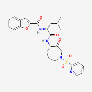 molecular formula C26H30N4O6S B10777157 Benzofuran-2-carboxylic acid {(S)-3-methyl-1-[3-oxo-1-(pyridin-2-ylsulfonyl)azepan-4-ylcarbamoyl]butyl}amide 