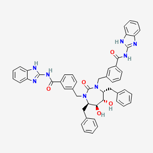 molecular formula C49H44N8O5 B10777972 [4R-(4alpha,5alpha,6alpha,7alpha)]-3,3'-{{Tetrahydro-5,6-dihydroxy-2-oxo-4,7-bis(phenylmethyl)-1H-1,3-diazepine-1,3(2H)-diyl]bis(methylene)]bis[N-1H-benzimidazol-2-ylbenzamide] CAS No. 183854-21-9