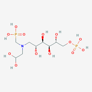 molecular formula C9H23NO13P2 B10778066 {[(2,2-Dihydroxy-ethyl)-(2,3,4,5-tetrahydroxy-6-phosphonooxy-hexyl)-amino]-methyl}-phosphonic acid 