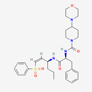 molecular formula C31H42N4O5S B10778123 N-[(2S)-1-[[(Z,3S)-1-(benzenesulfonyl)hex-1-en-3-yl]amino]-1-oxo-3-phenylpropan-2-yl]-4-morpholin-4-ylpiperidine-1-carboxamide 