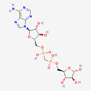 molecular formula C16H25N5O13P2 B10778515 [(2S,3R,4R,5R)-5-(6-aminopurin-9-yl)-3,4-dihydroxyoxolan-2-yl]methoxy-[[hydroxy-[[(2R,3S,4S,5S)-3,4,5-trihydroxyoxolan-2-yl]methoxy]phosphoryl]methyl]phosphinic acid 