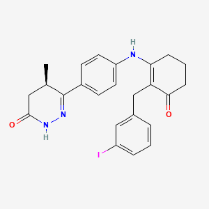 molecular formula C24H24IN3O2 B10778530 6-(4-{[2-(3-Iodobenzyl)-3-oxocyclohex-1-EN-1-YL]amino}phenyl)-5-methyl-4,5-dihydropyridazin-3(2H)-one 