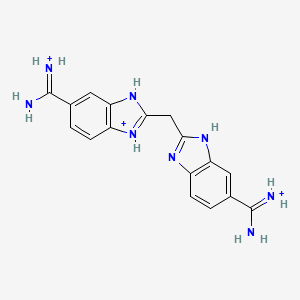 molecular formula C17H19N8+3 B10778540 Bis(5-amidino-benzimidazolyl)methane 