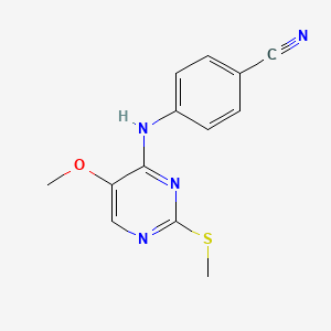 molecular formula C13H12N4OS B10778841 Benzonitrile,4-[[5-methoxy-2-(methylthio)-4-pyrimidinyl]amino]- CAS No. 6623-82-1