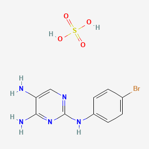 molecular formula C10H12BrN5O4S B10778845 2-N-(4-bromophenyl)pyrimidine-2,4,5-triamine;sulfuric acid CAS No. 5096-94-6