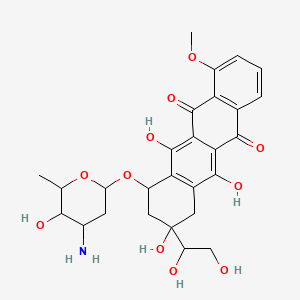 molecular formula C27H31NO11 B10778872 5,12-Naphthacenedione,10-[(3-amino-2,3,6-trideoxy-a-L-lyxo-hexopyranosyl)oxy]-8-[(1S)-1,2-dihydroxyethyl]-7,8,9,10-tetrahydro-6,8,11-trihydroxy-1-methoxy-,(8S,10S)- 
