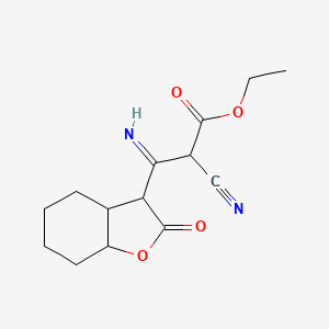 molecular formula C14H18N2O4 B10778976 Ethyl 2-cyano-3-imino-3-(2-oxooctahydro-1-benzofuran-3-yl)propanoate 