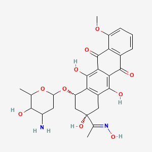 molecular formula C27H30N2O10 B10779047 (7S,9S)-7-(4-amino-5-hydroxy-6-methyloxan-2-yl)oxy-6,9,11-trihydroxy-9-[(E)-N-hydroxy-C-methylcarbonimidoyl]-4-methoxy-8,10-dihydro-7H-tetracene-5,12-dione 
