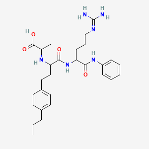 molecular formula C28H40N6O4 B10781083 2-[[1-[[1-Anilino-5-(diaminomethylideneamino)-1-oxopentan-2-yl]amino]-1-oxo-4-(4-propylphenyl)butan-2-yl]amino]propanoic acid 