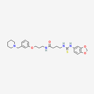 molecular formula C27H36N4O4S B10781120 4-(1,3-benzodioxol-5-ylcarbamothioylamino)-N-[3-[3-(piperidin-1-ylmethyl)phenoxy]propyl]butanamide 