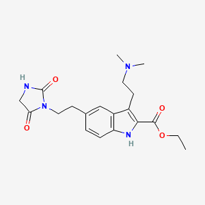 molecular formula C20H26N4O4 B10781169 ethyl 3-[2-(dimethylamino)ethyl]-5-[2-(2,5-dioxoimidazolidin-1-yl)ethyl]-1H-indole-2-carboxylate 