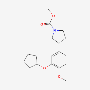 molecular formula C18H25NO4 B10781183 Methyl 3-(3-cyclopentyloxy-4-methoxyphenyl)pyrrolidine-1-carboxylate 