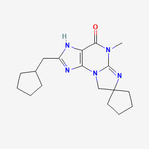 molecular formula C18H25N5O B10781206 2-(Cyclopentylmethyl)-5-methylspiro[3,8-dihydroimidazo[2,1-b]purine-7,1'-cyclopentane]-4-one 
