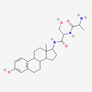 molecular formula C24H35N3O4 B10781283 2-(2-aminopropanoylamino)-3-hydroxy-N-(3-hydroxy-13-methyl-6,7,8,9,11,12,14,15,16,17-decahydrocyclopenta[a]phenanthren-17-yl)propanamide 