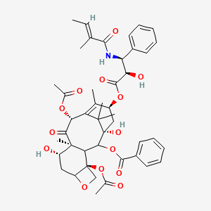 molecular formula C45H53NO14 B10781350 [(1S,4S,9S,10S,12R,15S)-4,12-diacetyloxy-1,9-dihydroxy-15-[(2R,3S)-2-hydroxy-3-[[(E)-2-methylbut-2-enoyl]amino]-3-phenylpropanoyl]oxy-10,14,17,17-tetramethyl-11-oxo-6-oxatetracyclo[11.3.1.03,10.04,7]heptadec-13-en-2-yl] benzoate 
