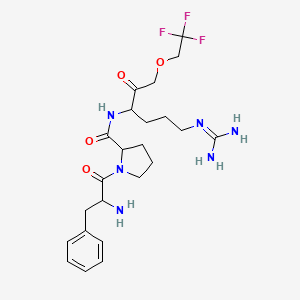 molecular formula C23H33F3N6O4 B10781358 1-(2-amino-3-phenylpropanoyl)-N-[6-(diaminomethylideneamino)-2-oxo-1-(2,2,2-trifluoroethoxy)hexan-3-yl]pyrrolidine-2-carboxamide 