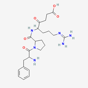 molecular formula C23H34N6O5 B10781389 5-[[1-(2-Amino-3-phenylpropanoyl)pyrrolidine-2-carbonyl]amino]-8-(diaminomethylideneamino)-4-oxooctanoic acid 