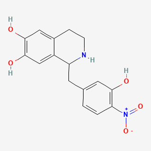 molecular formula C16H16N2O5 B10781405 1-[(3-Hydroxy-4-nitrophenyl)methyl]-1,2,3,4-tetrahydroisoquinoline-6,7-diol 