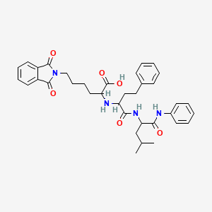 molecular formula C36H42N4O6 B10781409 2-[[1-[(1-Anilino-4-methyl-1-oxopentan-2-yl)amino]-1-oxo-4-phenylbutan-2-yl]amino]-6-(1,3-dioxoisoindol-2-yl)hexanoic acid 