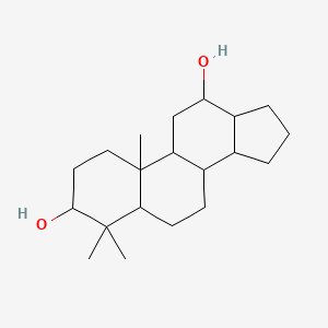 molecular formula C20H34O2 B10781422 4,4,10-trimethyl-2,3,5,6,7,8,9,11,12,13,14,15,16,17-tetradecahydro-1H-cyclopenta[a]phenanthrene-3,12-diol 