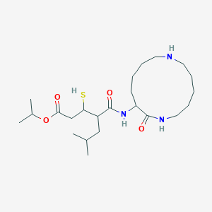 molecular formula C23H43N3O4S B10781485 Propan-2-yl 6-methyl-4-[(8-oxo-1,7-diazacyclotridec-9-yl)carbamoyl]-3-sulfanylheptanoate 