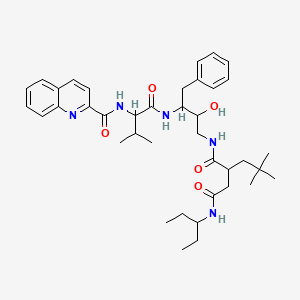 molecular formula C39H55N5O5 B10781491 2-(2,2-dimethylpropyl)-N-[2-hydroxy-3-[[3-methyl-2-(quinoline-2-carbonylamino)butanoyl]amino]-4-phenylbutyl]-N'-pentan-3-ylbutanediamide 