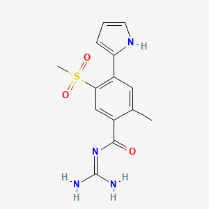 molecular formula C14H16N4O3S B10781572 N-(diaminomethylidene)-2-methyl-5-methylsulfonyl-4-(1H-pyrrol-2-yl)benzamide 