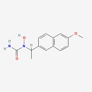 molecular formula C14H16N2O3 B10781579 1-Hydroxy-1-[1-(6-methoxynaphthalen-2-yl)ethyl]urea 