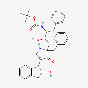 molecular formula C35H40N2O5 B10781599 tert-butyl N-[4-[2-benzyl-4-(2-hydroxy-2,3-dihydro-1H-inden-1-yl)-3-oxo-1H-pyrrol-2-yl]-3-hydroxy-1-phenylbutan-2-yl]carbamate 