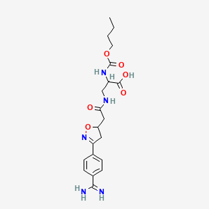 molecular formula C20H27N5O6 B10781605 2-(Butoxycarbonylamino)-3-[[2-[3-(4-carbamimidoylphenyl)-4,5-dihydro-1,2-oxazol-5-yl]acetyl]amino]propanoic acid 