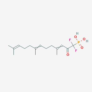 molecular formula C16H25F2O4P B10781613 (1,1-Difluoro-4,8,12-trimethyl-2-oxotrideca-3,7,11-trienyl)phosphonic acid 