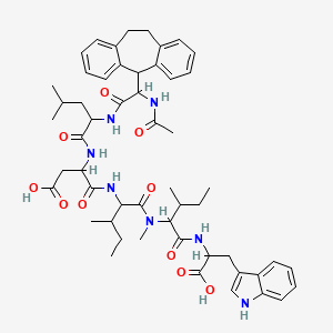 molecular formula C53H69N7O10 B10781622 3-[[2-[[2-acetamido-2-(2-tricyclo[9.4.0.03,8]pentadeca-1(15),3,5,7,11,13-hexaenyl)acetyl]amino]-4-methylpentanoyl]amino]-4-[[1-[[1-[[1-carboxy-2-(1H-indol-3-yl)ethyl]amino]-3-methyl-1-oxopentan-2-yl]-methylamino]-3-methyl-1-oxopentan-2-yl]amino]-4-oxobutanoic acid 